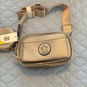 Christian Lacroix Metallic Pebble Camera Bag NwT in pewter